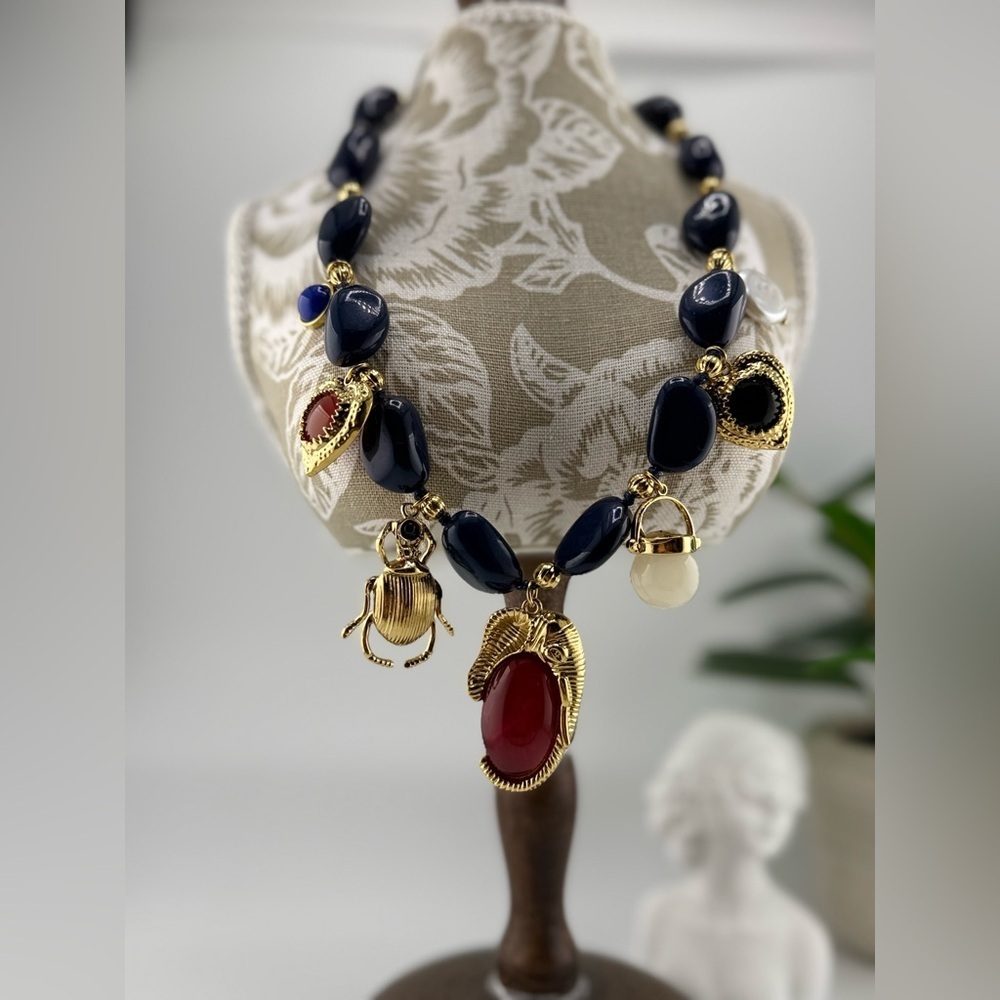 Statement Charm Necklace – Gold Plated with Acrylic Pearl Accents Anthropologie - Picture 7 of 9